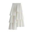 thumbnail image 1 of SWSMCLT Women's Pleated Tutu Skirt Ruffle Fashion Chiffon Skirt Bubble Skirt Cute Summer Casual Elastic Waist White Small-X-Large, 1 of 4