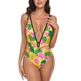 thumbnail image 1 of SWSMCLT Women's Plunge One Piece Swimsuit Beach Swimsuit Brazilian Bathing Suit One Piece Backless Padded Curvy Yellow Medium, 1 of 4