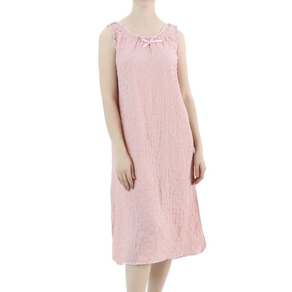 SWSMCLT Women's Plus Size Nightgown Sleeveless Lounge Sleeping Nightwear Lingerie Dress Soft Comfy Nightdress Slip Chemise Sleepwear Sleep Gown Mid-length Pink 2X