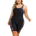 thumbnail image 1 of SWSMCLT Women's Plus Size One Piece Rash Guard Swimsuit Swimming Scuba Rashguard Modest Swimwear Floral Printed Sleeveless Bathing Suit Padded Low Back Boyleg Shorts Surfing Lap Multicolored 18, 1 of 5