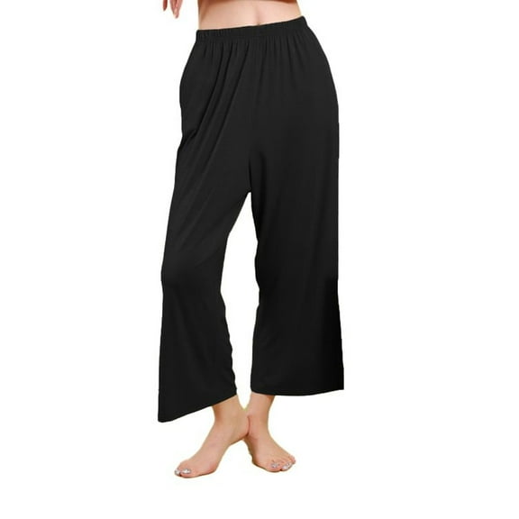 SWSMCLT Women's Plus Size Pajamas Pant Casual Loose Fit Trousers Wide Leg Pjs Soft Lounge Spandex Summer Pull On Black 3X-Large