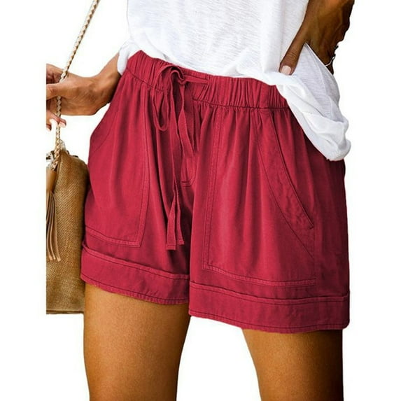 SWSMCLT Women's Plus Size Shorts Cotton Fashion Thin Soft Shorts Casual Shorts Boyshorts Mid Rise Summer Casual Burgundy Large