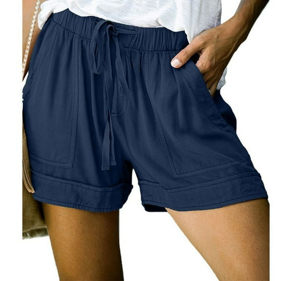 SWSMCLT Women's Plus Size Shorts Cotton Fashion Thin Soft Shorts Casual Shorts Boyshorts Mid Rise Summer Casual Dark Blue X-Large