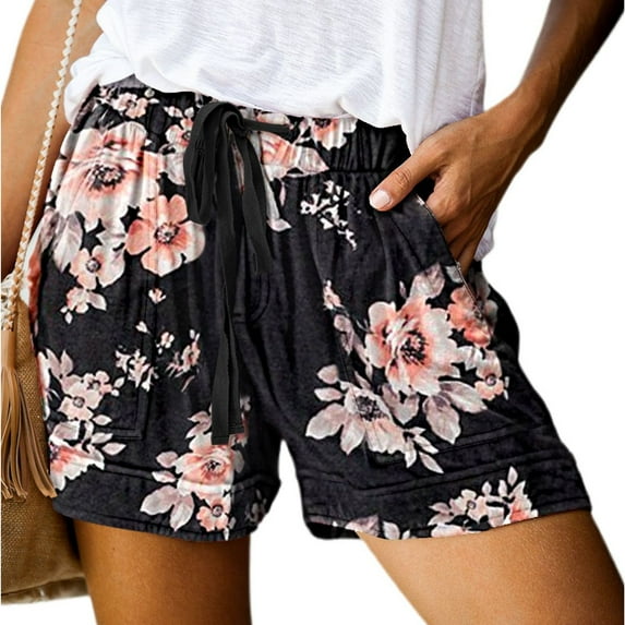 SWSMCLT Women's Plus Size Shorts Cotton Fashion Thin Soft Shorts Casual Shorts Boyshorts Mid Rise Summer Casual Flower Large