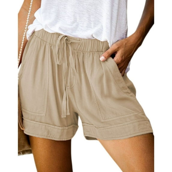 SWSMCLT Women's Plus Size Shorts Cotton Fashion Thin Soft Shorts Casual Shorts Boyshorts Mid Rise Summer Casual Khaki X-Large