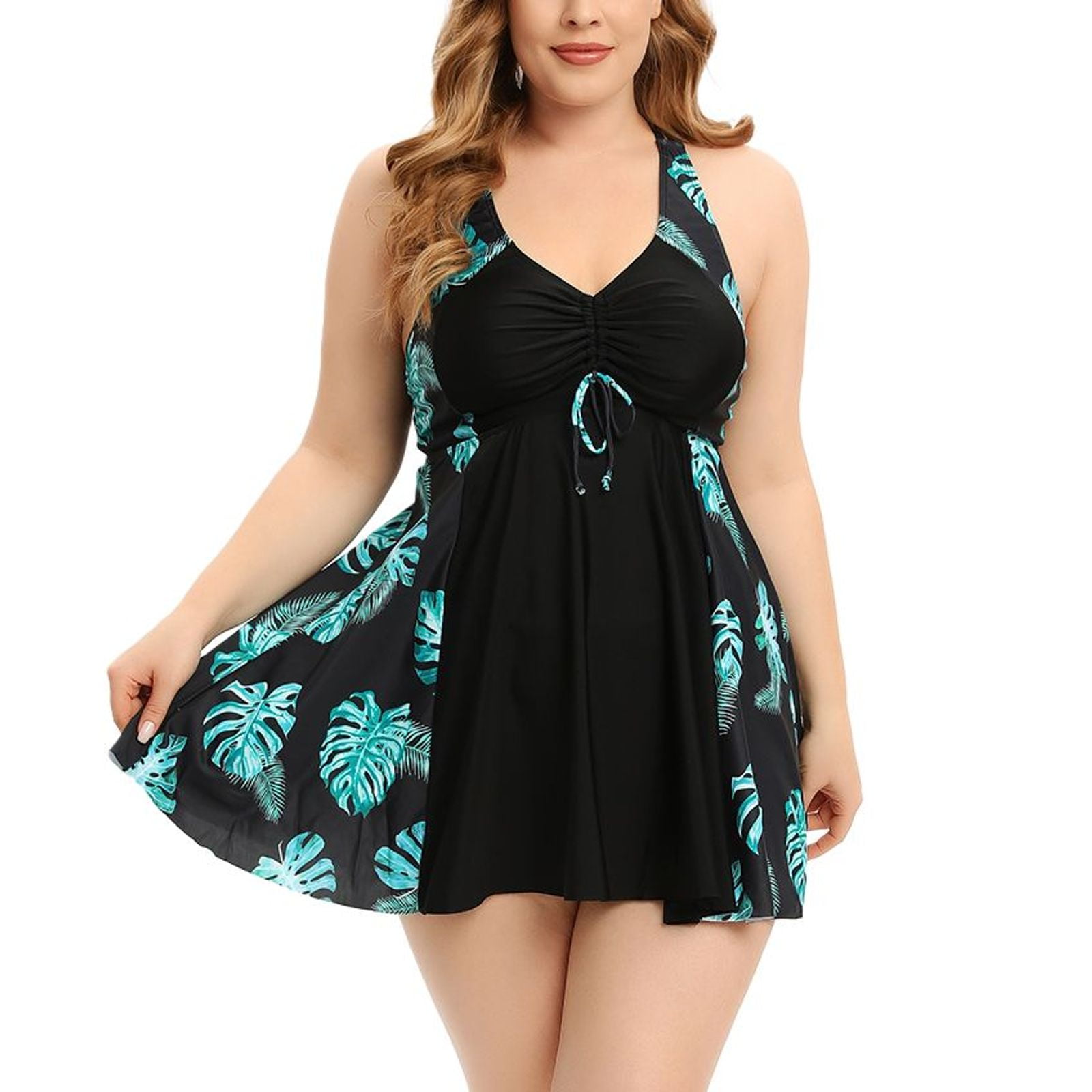 slim fit dress slacks Side Tie Knot Mesh Swim Dress main image 0
