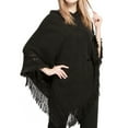 thumbnail image 1 of SWSMCLT Women's Poncho Sweater Ponchos and Wraps Soft Knit Winter Warm Blanket Wrap Shawl Pashmina Hooded Cape Casual Fringe Crochet Black One Size, 1 of 3