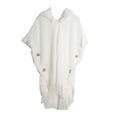thumbnail image 1 of SWSMCLT Women's Poncho Sweater Soft Ladies High Low Hooded Cape Batwing Sleeve Knit Top Crochet Wrap & Shawl Thermal Fringe Cozy Long Mexican Blanket Hoodie White One Size, 1 of 1