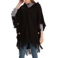 thumbnail image 1 of SWSMCLT Women's Poncho Sweater Soft Ladies High Low Hooded Cape Batwing Sleeve Knit Top Crochet Wrap & Shawl Thermal Fringe Cozy Long Mexican Blanket Hoodie Black One Size, 1 of 4