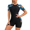 thumbnail image 1 of SWSMCLT Women's Rash Guard Beach One Piece Bathing Suit Modest Short Sleeve Padded Slimming Swimming Suit Swimsuit Yellow 14, 1 of 1