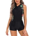 thumbnail image 1 of SWSMCLT Women's Rash Guard High Waisted Bathing Suit Beach Short One Piece Swimsuit Padded Swimsuit Surfing Boyleg Summer Green Large, 1 of 4