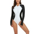 thumbnail image 1 of SWSMCLT Women's Rash Guard Surf One Piece Rashguard High Waisted Bathing Suit Beach Padded Summer Long Sleeve Swimming Swimsuit Black 4-6, 1 of 4