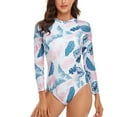 thumbnail image 1 of SWSMCLT Women's Rash Guard Surf One Piece Rashguard High Waisted Bathing Suit Beach Padded Summer Long Sleeve Swimming Swimsuit Pink 12, 1 of 4