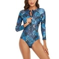thumbnail image 1 of SWSMCLT Women's Rash Guard Surf One Piece Rashguard High Waisted Bathing Suit Beach Padded Summer Long Sleeve Swimming Swimsuit Royal Blue 8, 1 of 4