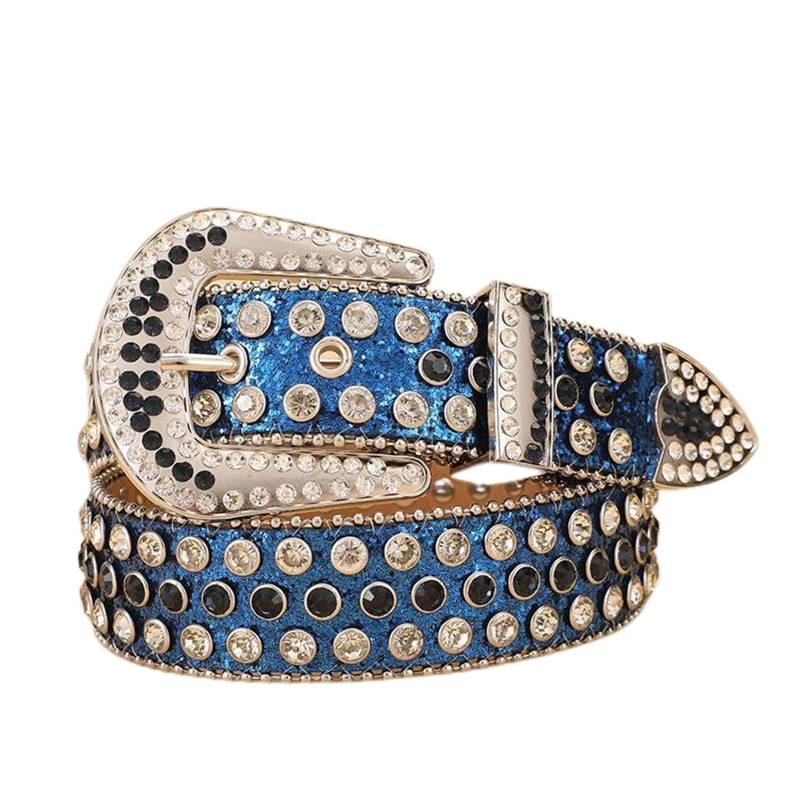 Vintage Belt Faux Leather Wide Stretch Blue Retro Glam MCM LA Embossed Faux Leather Belt - Navy/combo | Fashion Nova main image 3