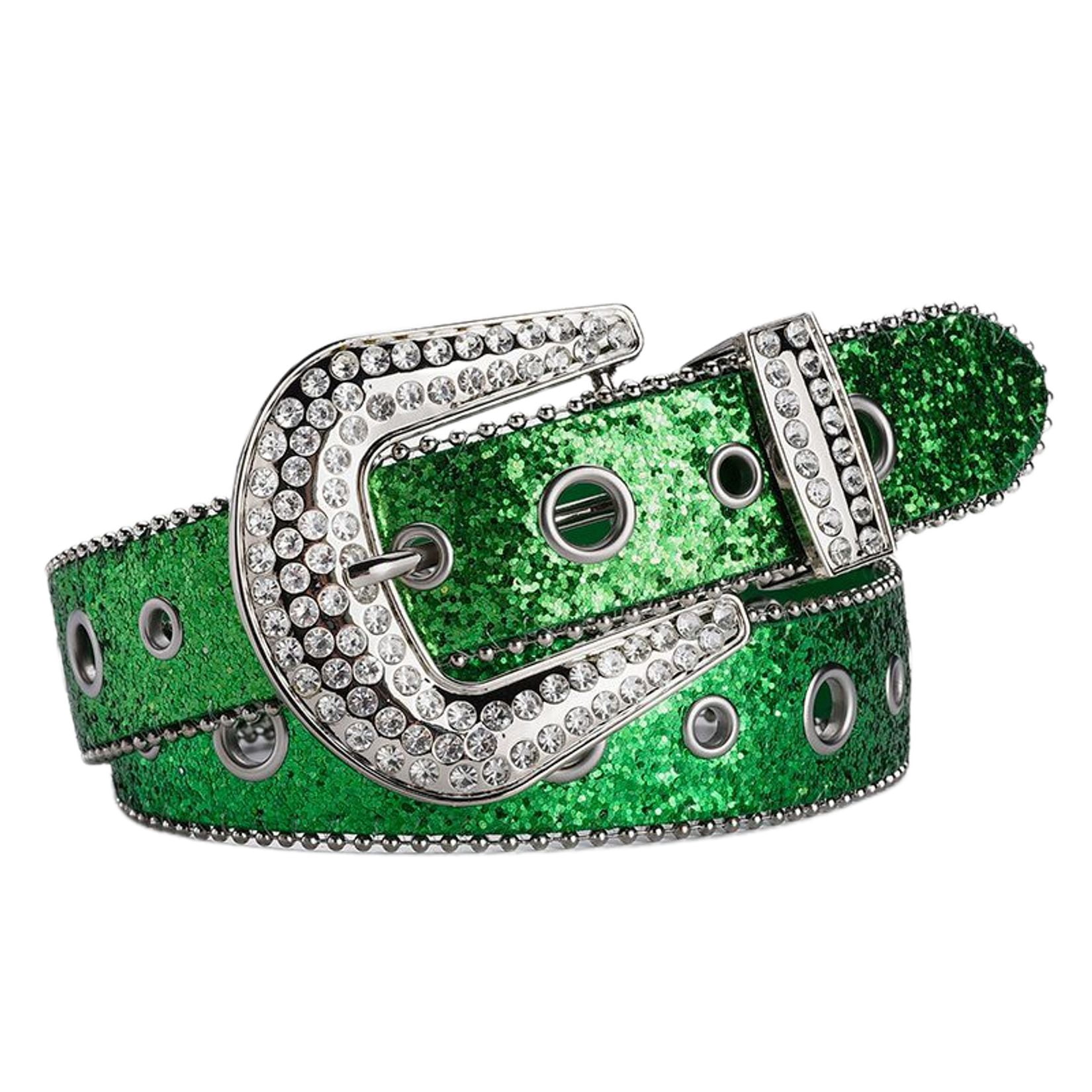 Vintage Metal Jeweled Belt Rhinestone Crystal Oval Belt Buckle Antique Brass Full Grain  main image 2