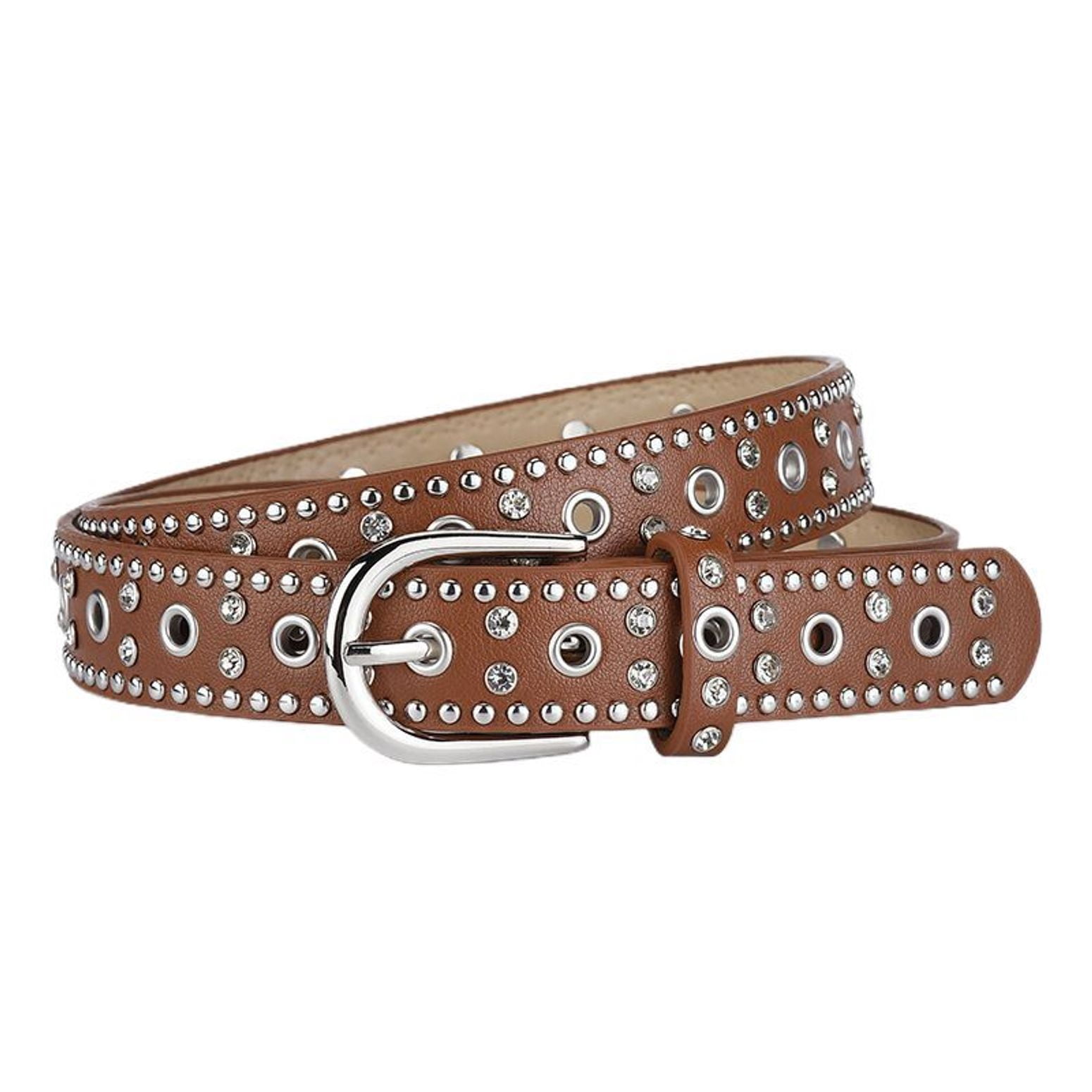? Woman’s Leather Rhinestone Studded Belt Size Small Western Rhinestone & Studded Leather Belt, Black | 1x-42  main image 3