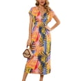 thumbnail image 1 of SWSMCLT Women's Ruched Fitted Deep V Neck Long Dresses Sexy Dress Holiday Beach Fall Dinner Elegant Sundress Yellow Large, 1 of 4