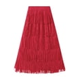 thumbnail image 1 of SWSMCLT Women's Ruffle Skirt Casual Fringe Pleated A-Line Flowy High Elastic Waist Summer Swing Long Skirts Red X-Small-Large, 1 of 4