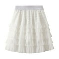 thumbnail image 1 of SWSMCLT Women's Ruffle Tutu Skirt Mesh Skirt Summer Bubble Skirt Pleated Chiffon Cute Aline Fashion Mid Thigh White X-Small-Large, 1 of 4
