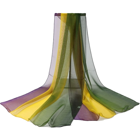 SWSMCLT Women's Scarves Chiffon Muffler Sheer Elegant Long Scarf Soft Fashion Spring Casual Tulle Green Yellow Purple One Size