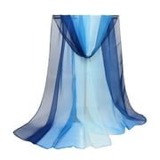 SWSMCLT Women's Scarves Chiffon Muffler Sheer Elegant Long Scarf Soft Fashion Spring Casual Tulle Navy One Size