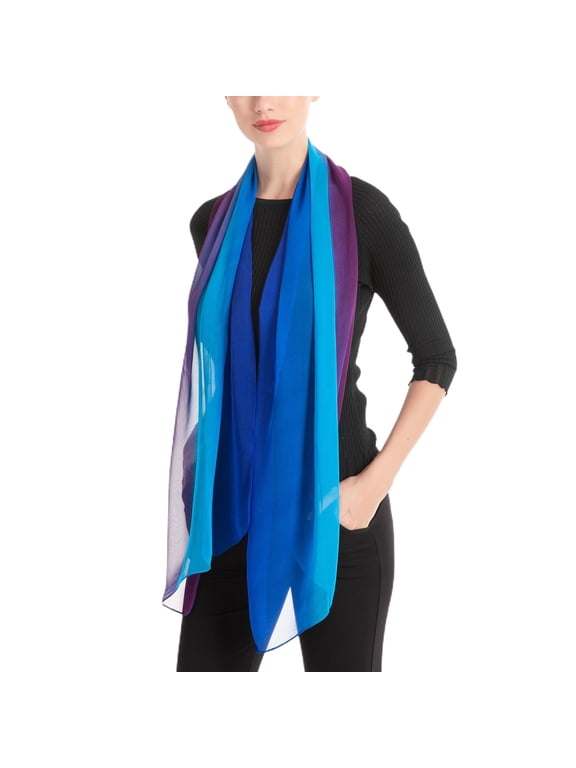 Women's Scarves Chiffon Muffler Sheer Elegant Long Scarf Soft Fashion Spring Casual Tulle Royal Blue One Size
