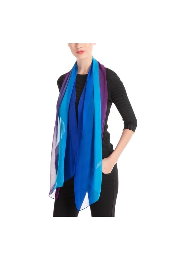 Women's Scarves Chiffon Muffler Sheer Elegant Long Scarf Soft Fashion Spring Casual Tulle Royal Blue One Size