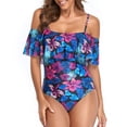 thumbnail image 1 of SWSMCLT Women's Sexy Bathing Suit One Piece Beach Ruffled Swimsuit Cheeky Hawaiian Backless Swimsuit Purple 8, 1 of 4