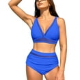 thumbnail image 1 of SWSMCLT Women's Sexy Bikini Cheeky 2 Piece Cool Holiday 2 Piece Set Swimming Trendy High Waisted Stretch Summer Blue 18, 1 of 1