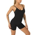 thumbnail image 1 of SWSMCLT Women's Sexy Bodysuit Spandex Bodysuit Top Spaghetti Strap Bodycon Sleeveless Scoop Neck Short One Piece Black Small, 1 of 1