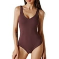 thumbnail image 1 of SWSMCLT Women's Sexy Leotard Tummy Control Jumper Sleeveless Winter Bodysuit Top Thong Summer Open Back Dark Coffee Large, 1 of 4