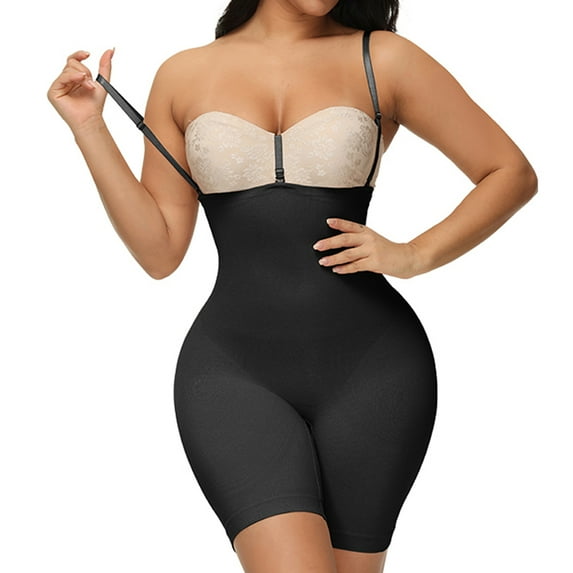 SWSMCLT Women's Shapewear Bodysuit Body Shaper Shorts Stretch Tummy Control Waist Cincher Black Large