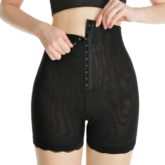 SWSMCLT Women's Shapewear Shorts Mesh Hip Enhancer Plus Size High Waist Trimmer Tummy Control Underwear Firm Compression Black XX-Large