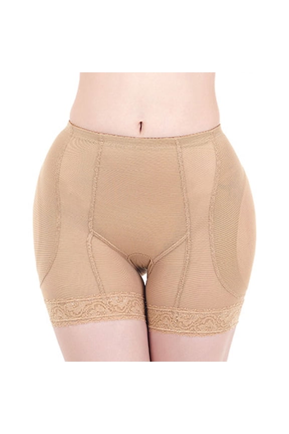Women's Shapewear Shorts Padded Hip Pads Padding Mid Thigh Lace Firm Hip Enhancer Butt Lifting Body Shaper Nude Small