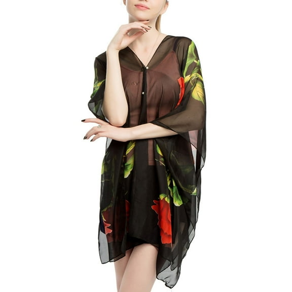 SWSMCLT Women's Sheer Beach Cover Up Scarf Cool Light Travel Fall Scarves Chiffon Summer Thin Shawl Soft Black One Size