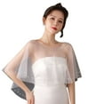 thumbnail image 1 of SWSMCLT Women's Sheer Blouse Sequin Cape Elegant Wedding Off The Shoulder Short Summer Boat Neck Blouses White One Size, 1 of 4