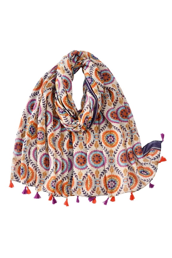 Women's Sheer Cape Fall Scarf Fashion Vintage Lightweight Soft Boho Spring Fringe Party Pashmina Shawl Style35 One Size