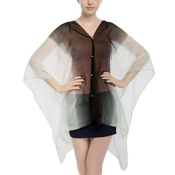 SWSMCLT Women's Sheer Cover Up Beach V Neck Lightweight Summer Bathing Suit Fall Uv Protection Beaded Shawl Black One Size