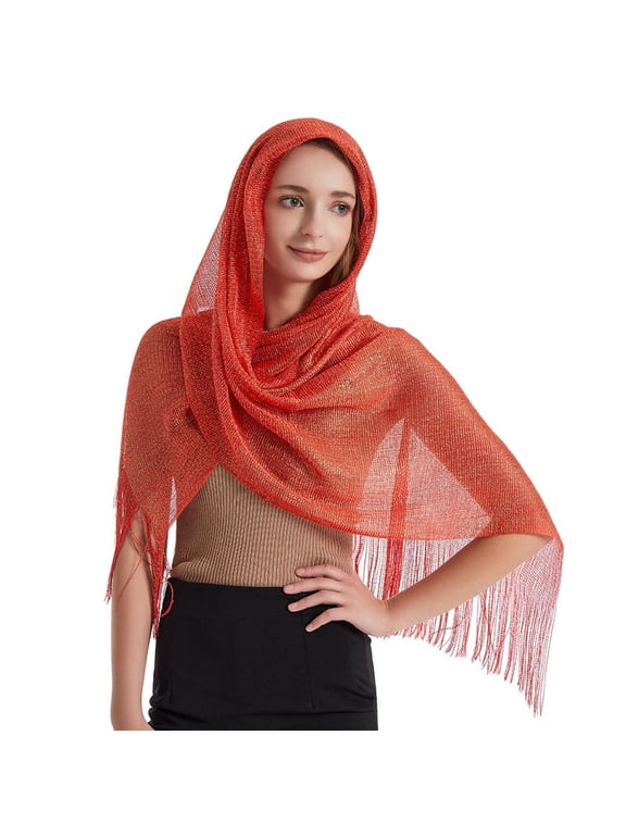 Women's Sheer Scarf Fall Shawl Casual Head Scarf Summer Long Cozy Spring Smooth Fringe Party Soft Red One Size