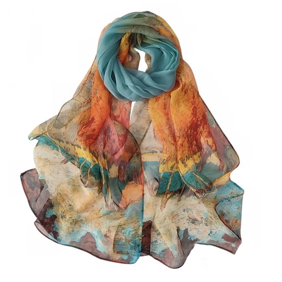 SWSMCLT Women's Sheer Scarf Fashion Shawl Thin Summer Soft Cozy Casual Party Loose Fall Lightweight Pashmina Orange Blue One Size