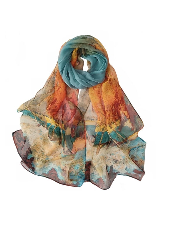 Women's Sheer Scarf Fashion Shawl Thin Summer Soft Cozy Casual Party Loose Fall Lightweight Pashmina Orange Blue One Size