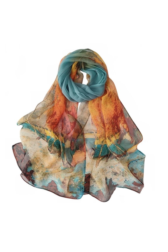 Women's Sheer Scarf Fashion Shawl Thin Summer Soft Cozy Casual Party Loose Fall Lightweight Pashmina Orange Blue One Size