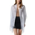 thumbnail image 1 of SWSMCLT Women's Sheer Scarf Long Cape Fall Sun Protection Scarves Soft Knitted Fringe Cozy Metallic Casual White One Size, 1 of 5