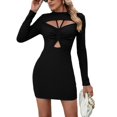 thumbnail image 1 of SWSMCLT Women's Short Cocktail Fashion Mini Dress Long Sleeve Dresses Mini Dress Party Fitted Bodycon Sexy Black X-Large, 1 of 4