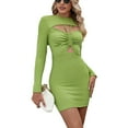 thumbnail image 1 of SWSMCLT Women's Short Cocktail Fashion Mini Dress Long Sleeve Dresses Mini Dress Party Fitted Bodycon Sexy Green Small, 1 of 4