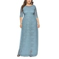 thumbnail image 1 of SWSMCLT Women's Short Sleeve Dress Maxi Semi Full Length Evening Gown Formal Lace Overlay Bridesmaid Dresses Summer (L-2XL) Light Blue Large, 1 of 4