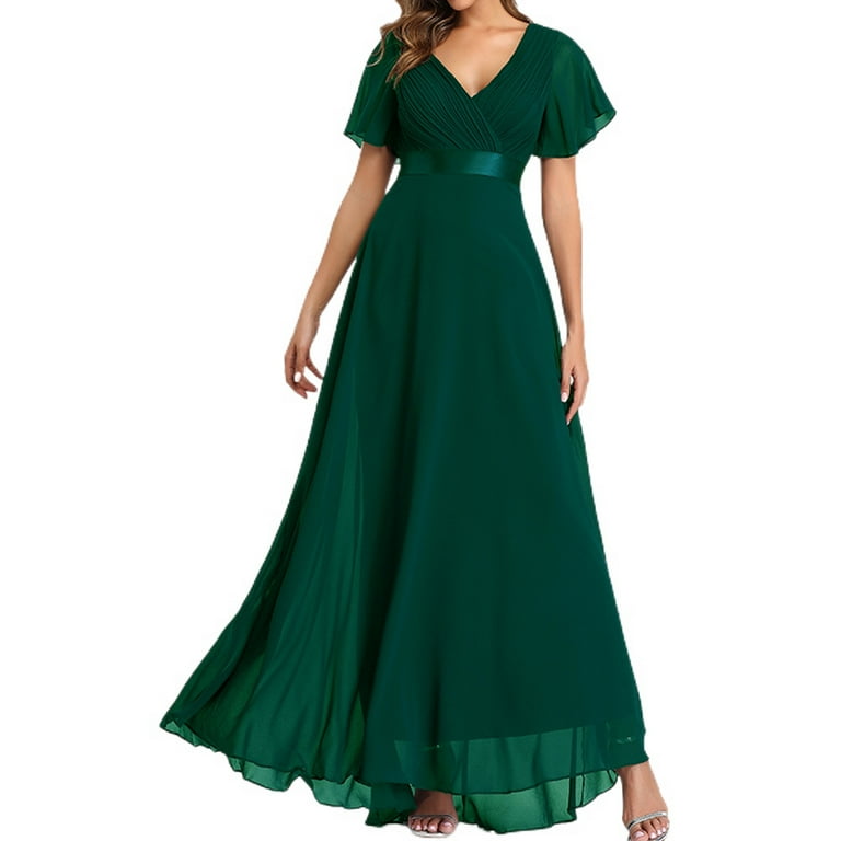 Women's A-Line Empire Waist Floor-Length Chiffon Evening Dress