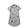 thumbnail image 1 of SWSMCLT Women's Short Sleeve Nightgown Cute Button Up Sleep Shirt Sleepwear Cotton Knee Length Nightshirt Summer Grey Owl Large, 1 of 4