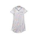 thumbnail image 1 of SWSMCLT Women's Short Sleeve Nightgown Cute Button Up Sleep Shirt Sleepwear Cotton Knee Length Nightshirt Summer Grey X-Large, 1 of 4